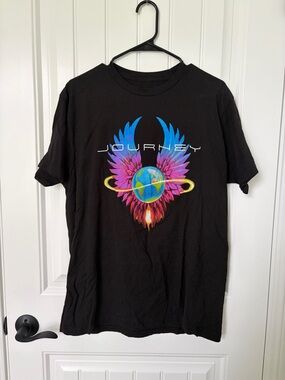 Journey Graphic Band Tee - Black with Rainbow Wings